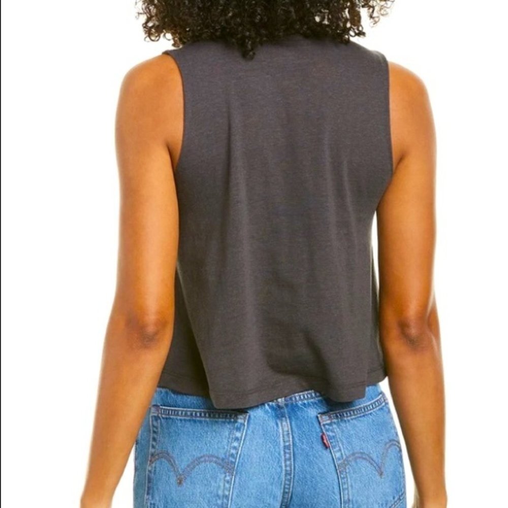 New Spiritual Gangster Peace Love Light Graphic Print Sleeveless Crop Tank Top - Picture 3 of 7